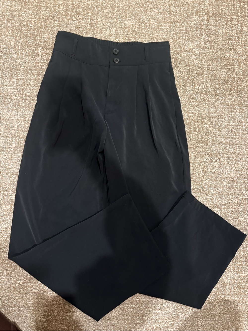 HALARA Black Wide-Leg Dress Pants with Pleats